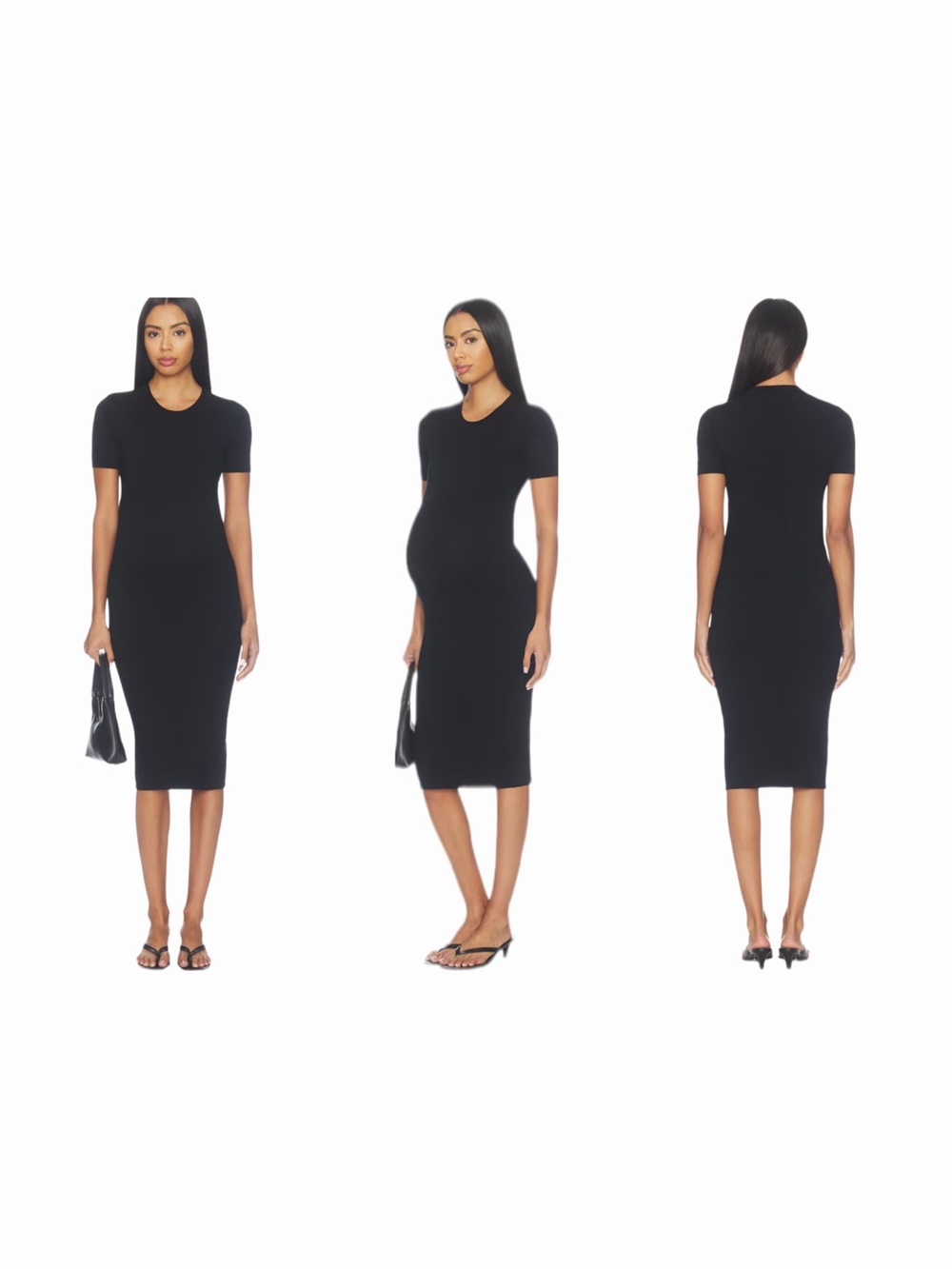 Hatch The Softsculpt Knit Eliza Dress in Black Size Small Short Sleeve